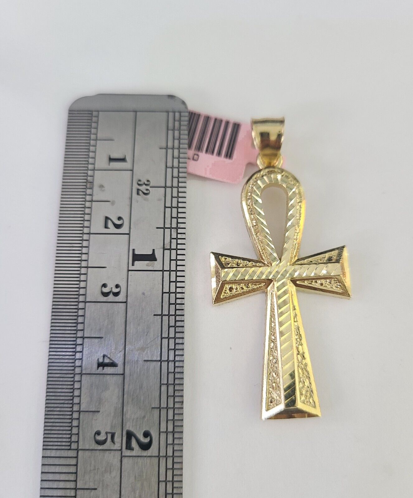 Real 14k Gold Chain Ankh Cross Pendant Set 14kt Miami Cuban Link Chain 5mm Charm