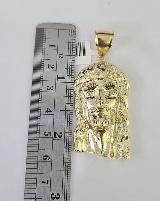 10kt Yellow Gold Rope Chain Jesus Head Charm Pendant 18 Inches 7mm Necklace SALE