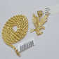 10k Gold Rope Chain Eagle Charm Pendant Set 22'' Inches 3mm Necklace REAL SALE
