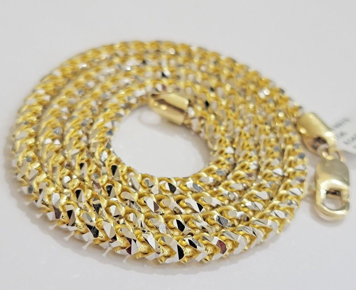 Real 10k Gold Solid Palm Chain Necklace Diamond Cut 5mm 18" Choker , 10kt Mens