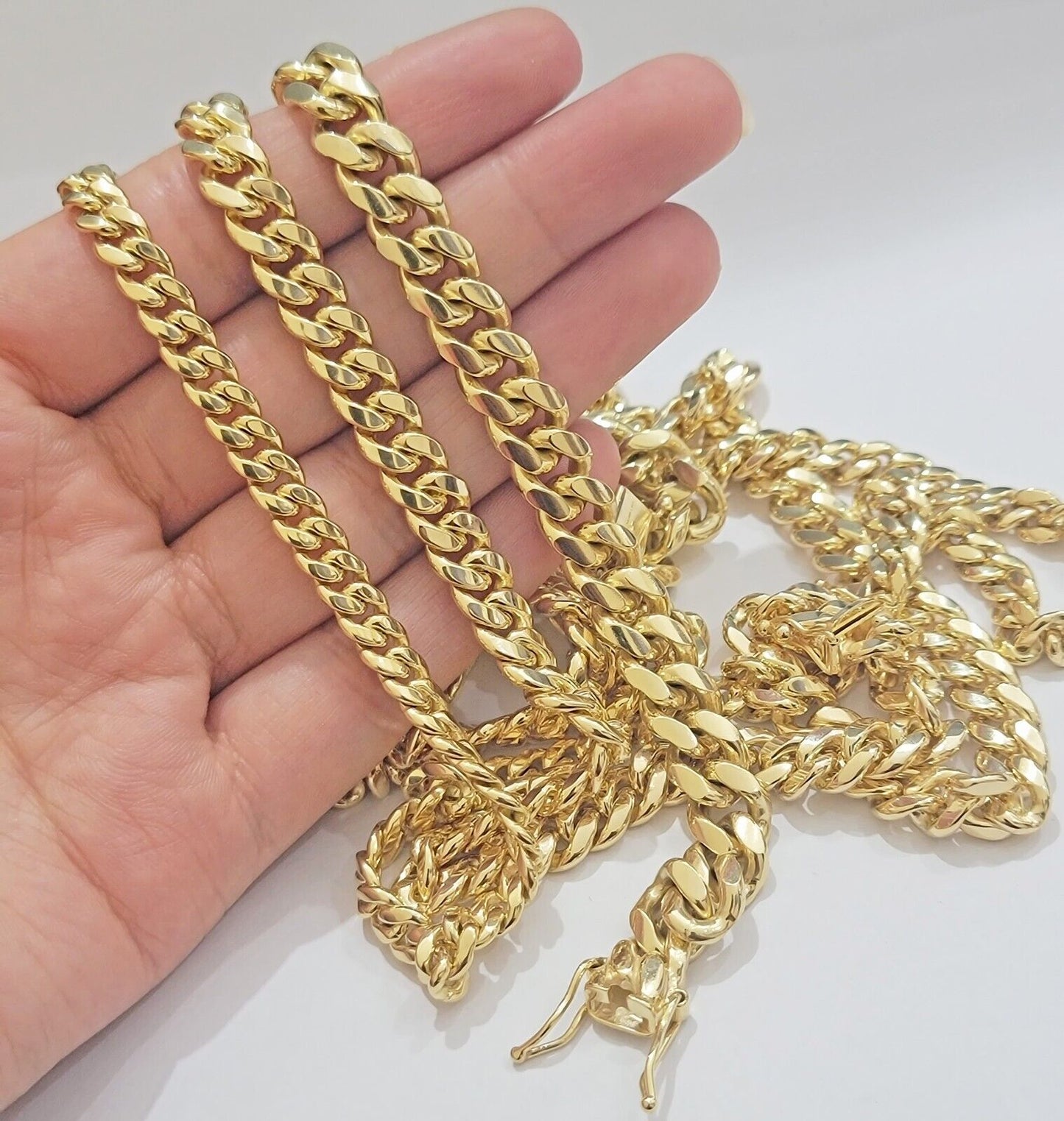 Real 10k Gold Chain Solid Miami Cuban Link Necklace 6mm 7mm 8mm 20"-28" Men's