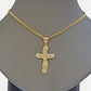 Real 10k Gold Jesus Cross Charm Chain Set Miami Cuban Link Necklace 2.5mm 18-26"