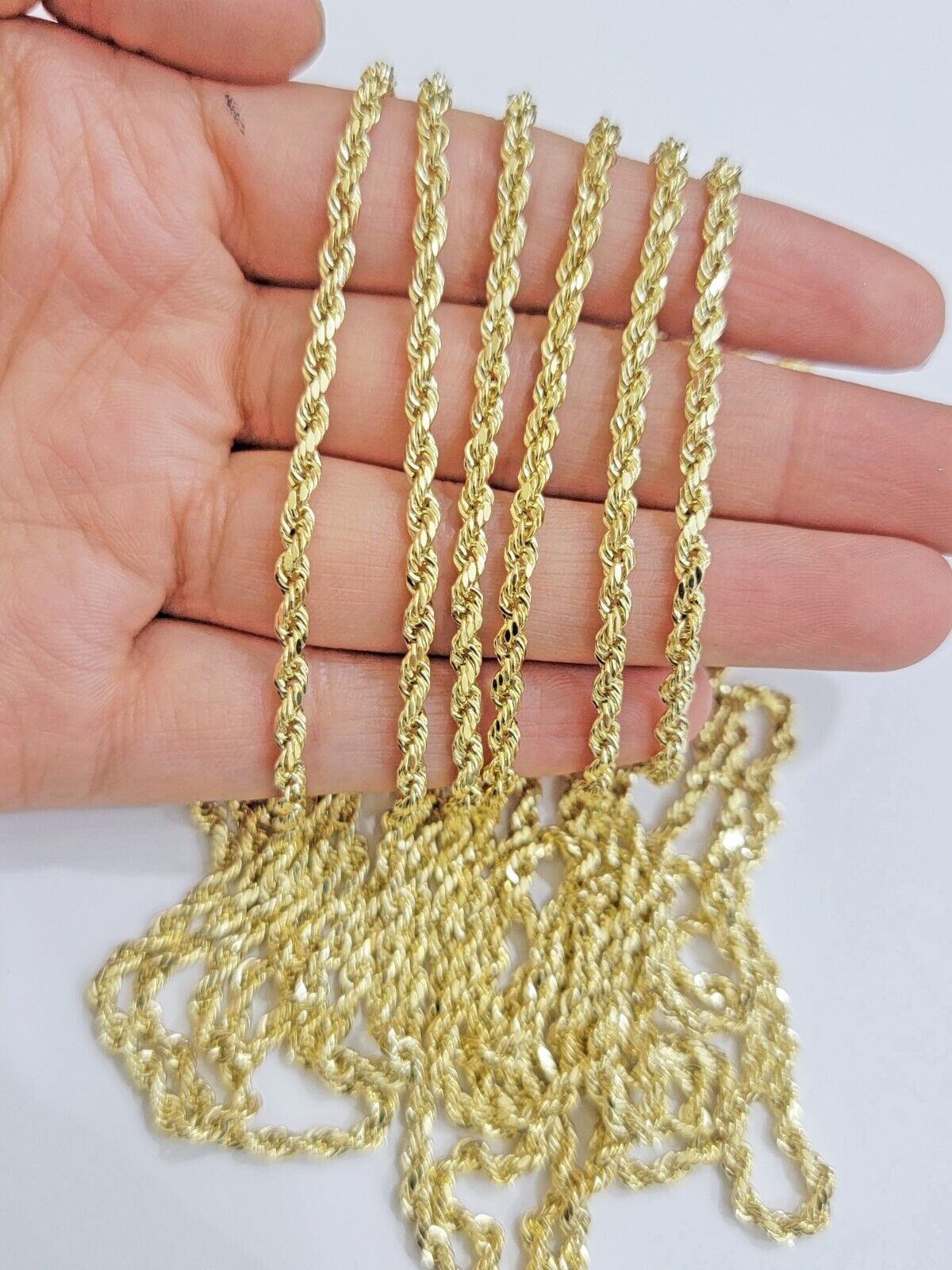 14k Gold Rope Chain Necklace 18"-26 Inches 3mm Diamond Cuts Men Women Real SOLID