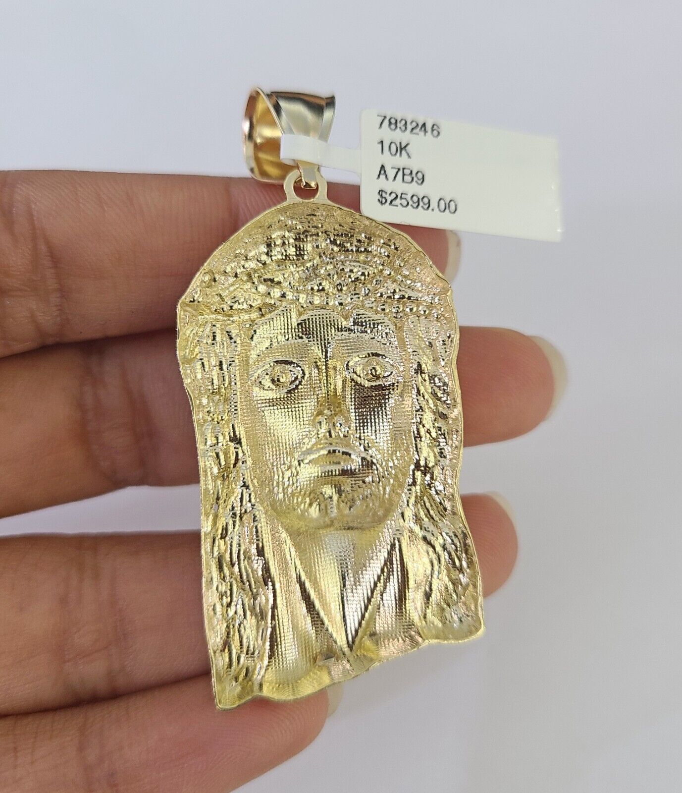 10k Yellow Gold Rope Chain Jesus Head Charm Pendant 18-30'' Inch 7mm  Necklace