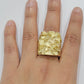 SOLID 10k Yellow Gold Nugget Ring Casual Men's Band Square New Style REAL SALE