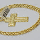 10k Yellow Gold Rope Chain Last Supper Cross Charm Pendant 18-28'' Inch Necklace