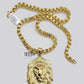 Real 10k Gold Box Byzantine Necklace Lion Charm Pendant SET Chain 18-30 Inch 6mm