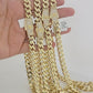 Real 10k Gold chain Cuban Link Monaco necklace 9mm 16-30 Inches CZ Box Lock 10KT