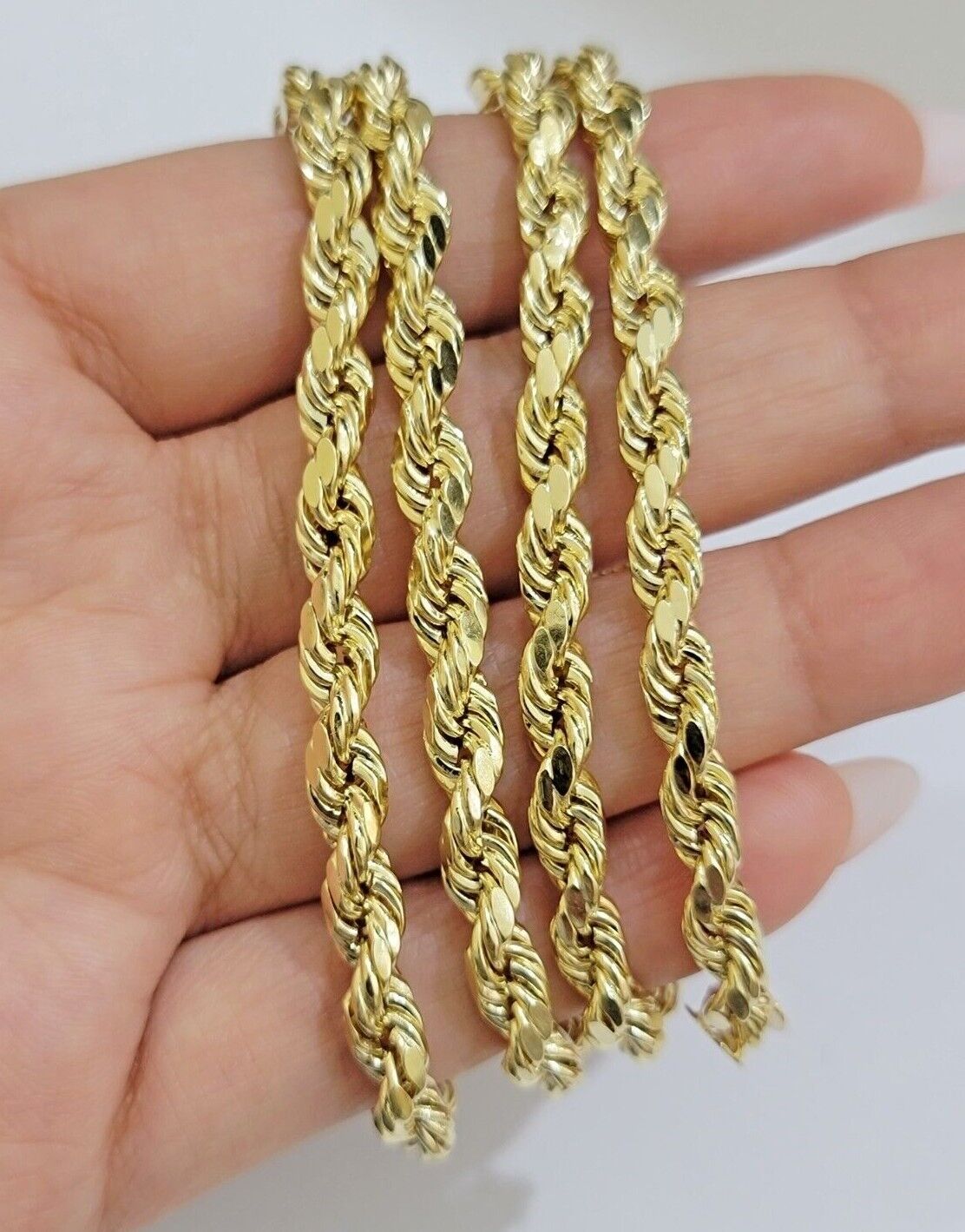 14k Gold Rope Chain Necklace 6mm 18-26 Inch Diamond Cut Men Women REAL 14KT SALE