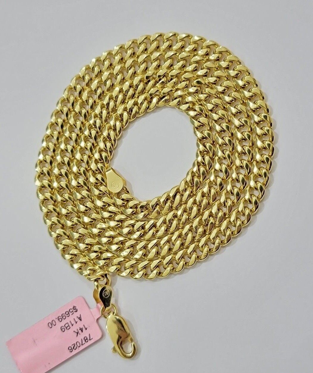 Real 14k Yellow Gold Chain Miami Cuban Link Necklace 24 Inch 5mm 10kt Men Women