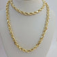 Real Gold 14k Rope Necklace Mens Chain 5mm 20"-26" Yellow Gold Diamond Cuts 10KT