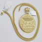 10k Yellow Gold Franco Chain Necklace Last Supper Charm Pendant 3mm 24"Inch 10kt