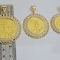 10k Gold Mexican Centenario Copy Coin Charm 50 Pesos Bezel 10kt Pendant Replica