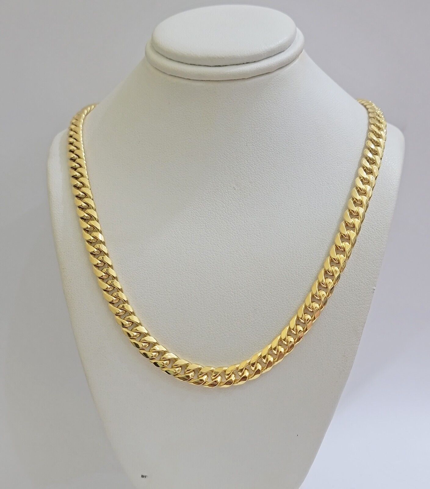Real 10k Yellow Gold Chain necklace Miami Cuban Link 7mm 20" 22" 24 Inch 10KT