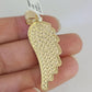 10k Gold Chain Angel Wing Pendant Set Miami Cuban Necklace 4mm 18"-26" Charm