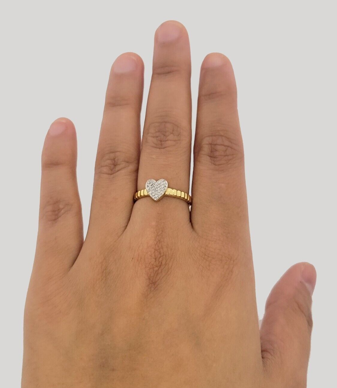 Real 10k Yellow Gold Diamond Promise Ring Women's Band 0.10 CT Genuine 10KT SALE