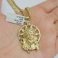 Real 10K Yellow Gold Jesus Pendant Mens Star Head Charm 1.5 Inch For Chains SALE