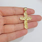 Real 10k Gold Cross Charm Pendant Chain SET 18-26" Miami Cuban Link Necklace Men