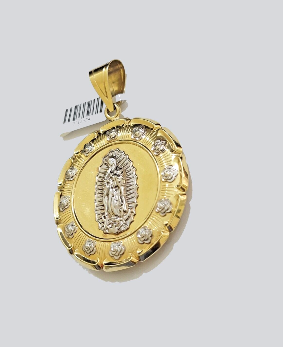 Real 10k Yellow Gold Jesus Virgin Mary Charm Pendant Two-Tone For 10kt Chain NEW