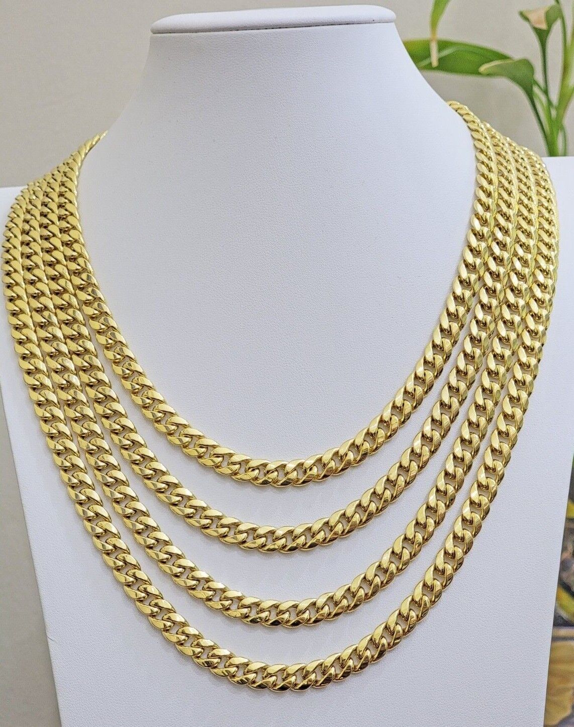 Real 10k Gold Chain Necklace Miami Cuban Link 18"-28" Inch 8mm Box Lock 10kt Men