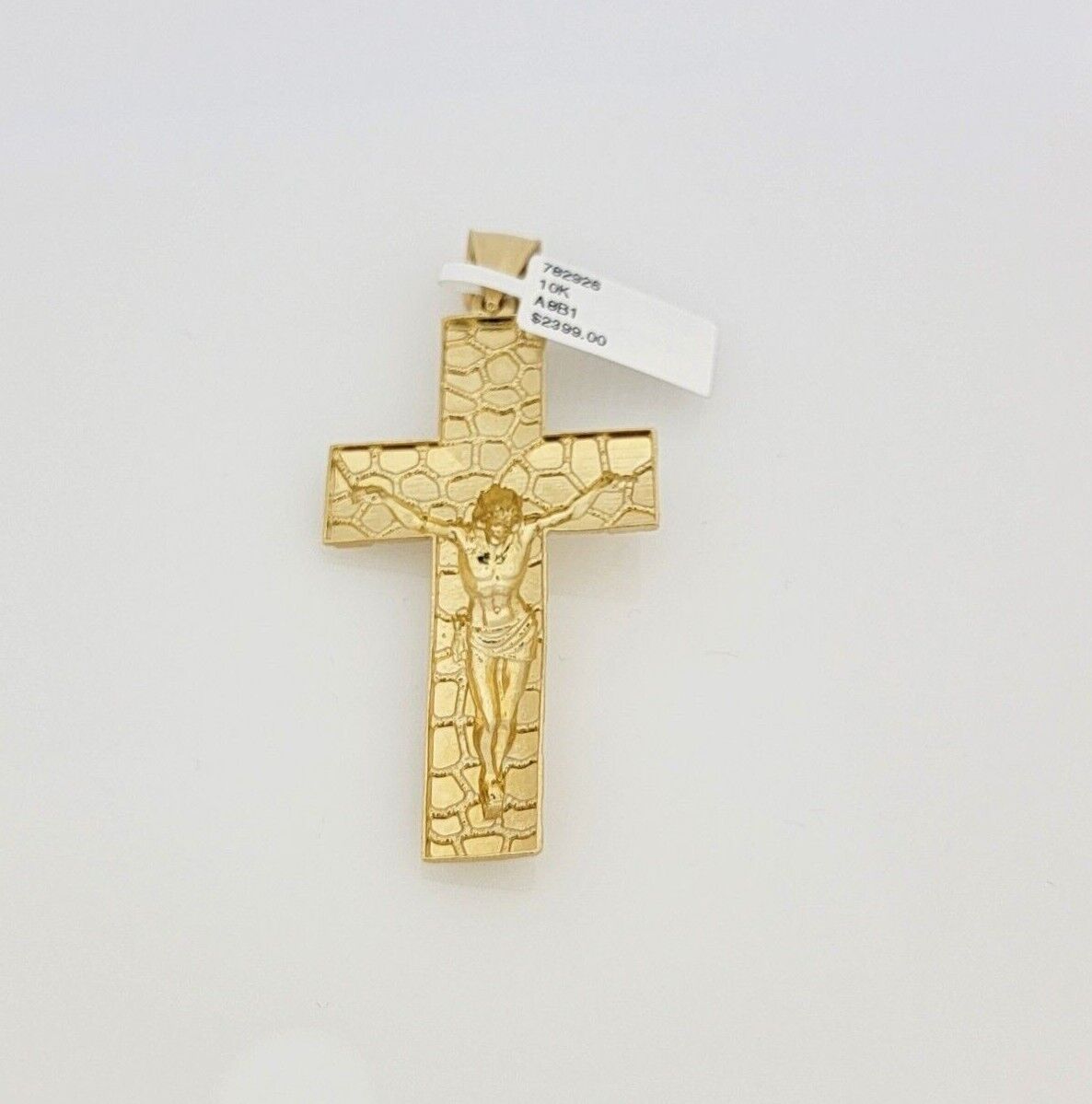 10kt Yellow Gold Franco Chain Necklace Nugget Cross Charm Pendant 5mm 20-26 Inch