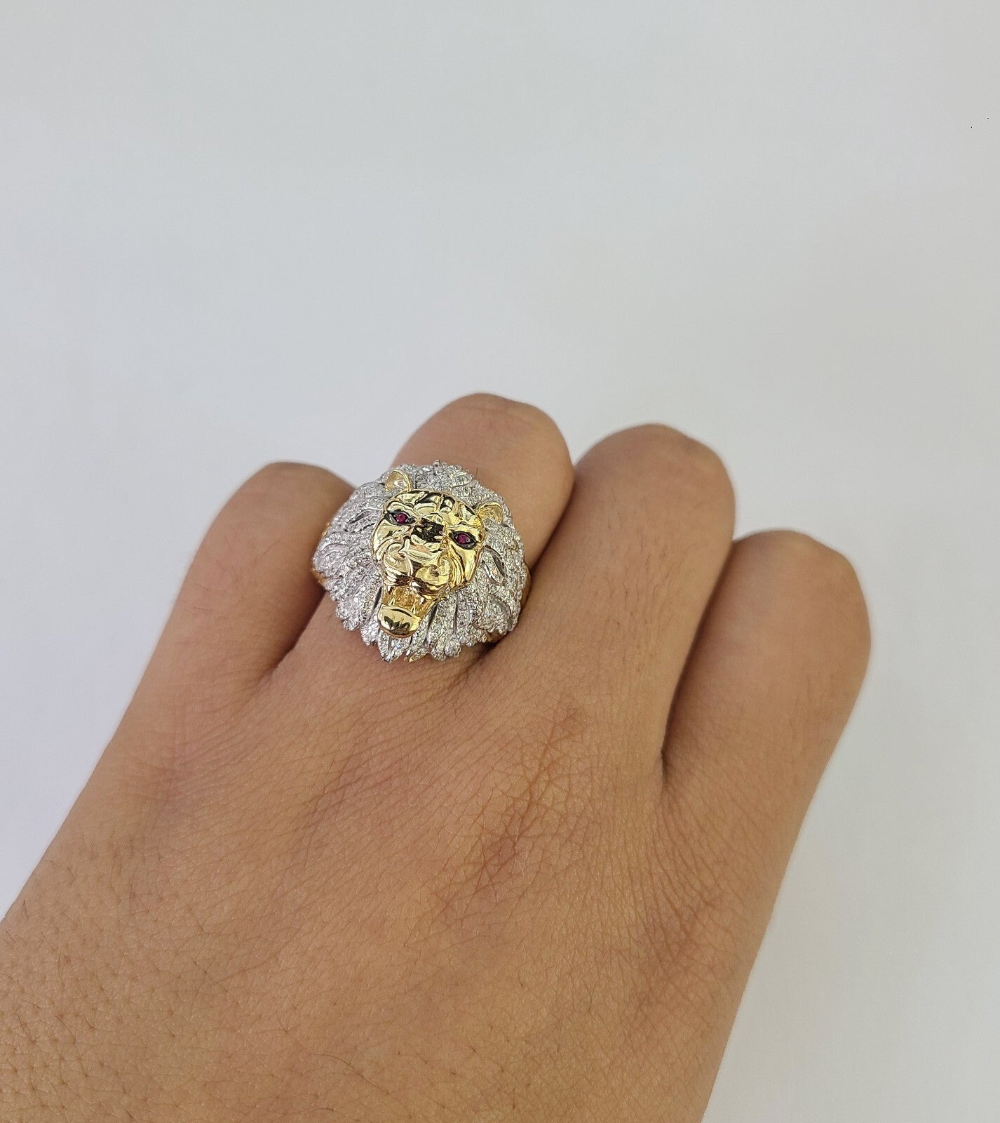Real 10k Diamond Ring Roaring Lion Men 10kt Yellow Gold Casual Ring Size 6 7 8 9 10 11 & 12