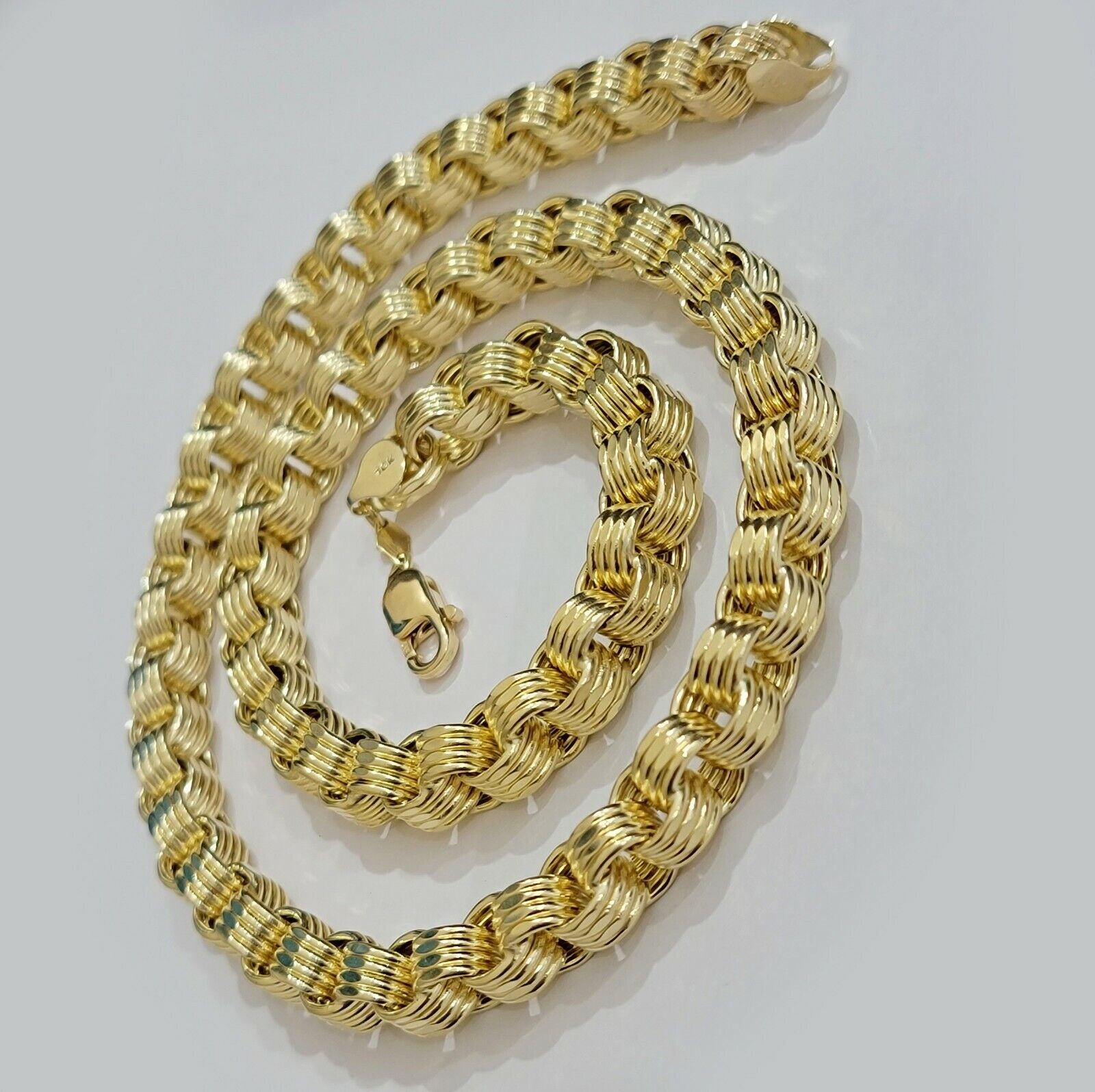 Real Box Byzantine chain necklace 7mm 10K Yellow Gold 26 Inches Men's 10KT