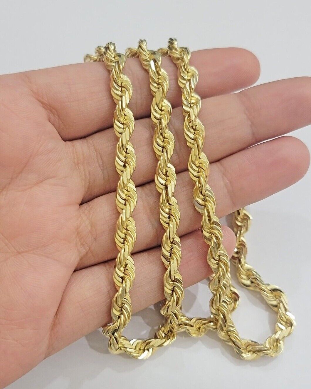 Real Solid Gold 14k Rope Chain Necklace 6mm 20-26