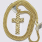 Real 10k Gold Cross pendant Franco chain SET 3mm Necklace & Jesus Charm Men's
