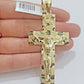 Real 10k Gold Rope Chain Necklace Jesus Cross Charm Pendant Set 20-28" inch 5mm