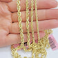 Real 14k Yellow Gold Rope Chain Necklace 2.5mm 3mm 4mm 5mm 18-26 Inch Men Women