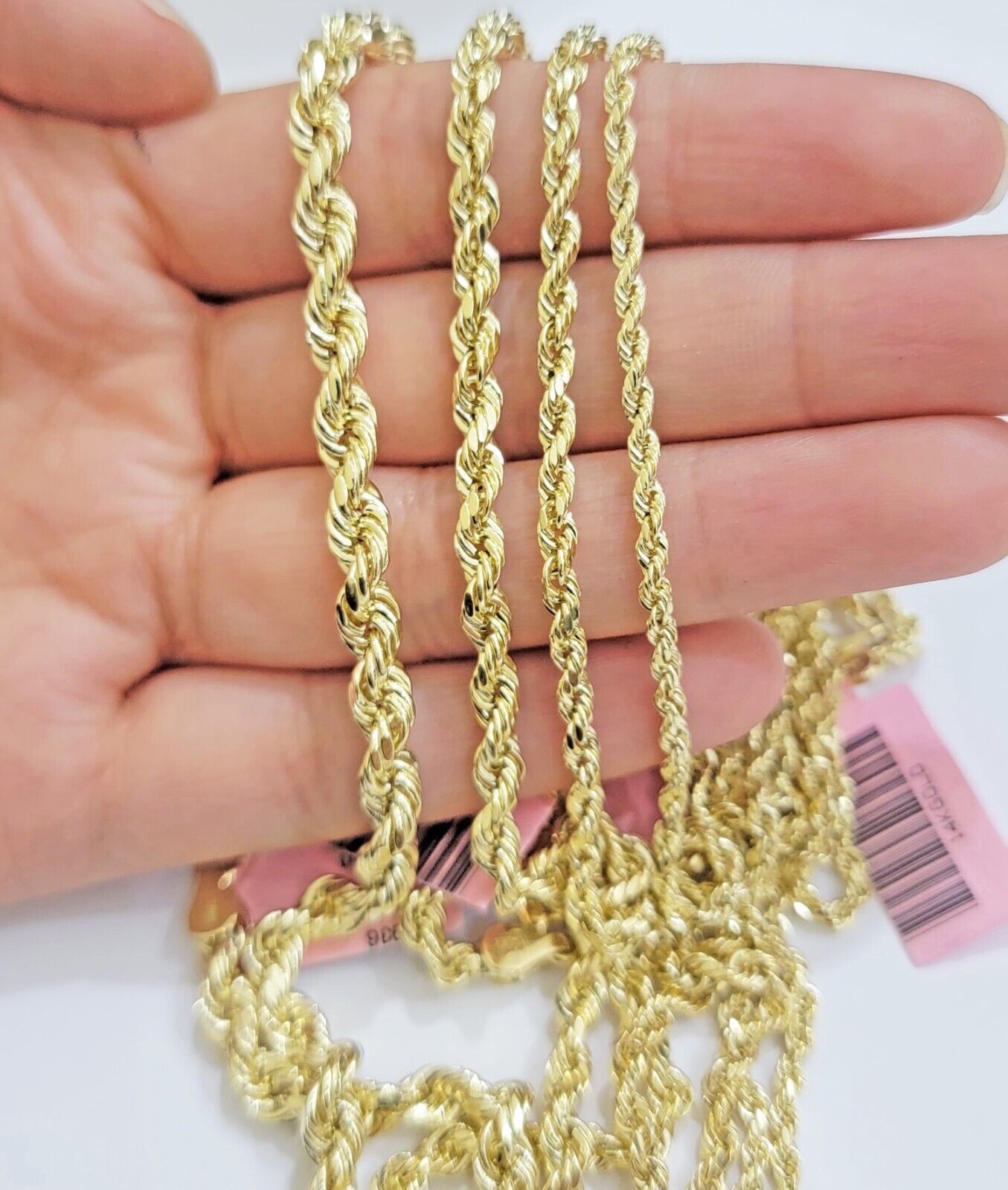 Real 14k Yellow Gold Rope Chain Necklace 2.5mm 3mm 4mm 5mm 18-26 Inch Men Women