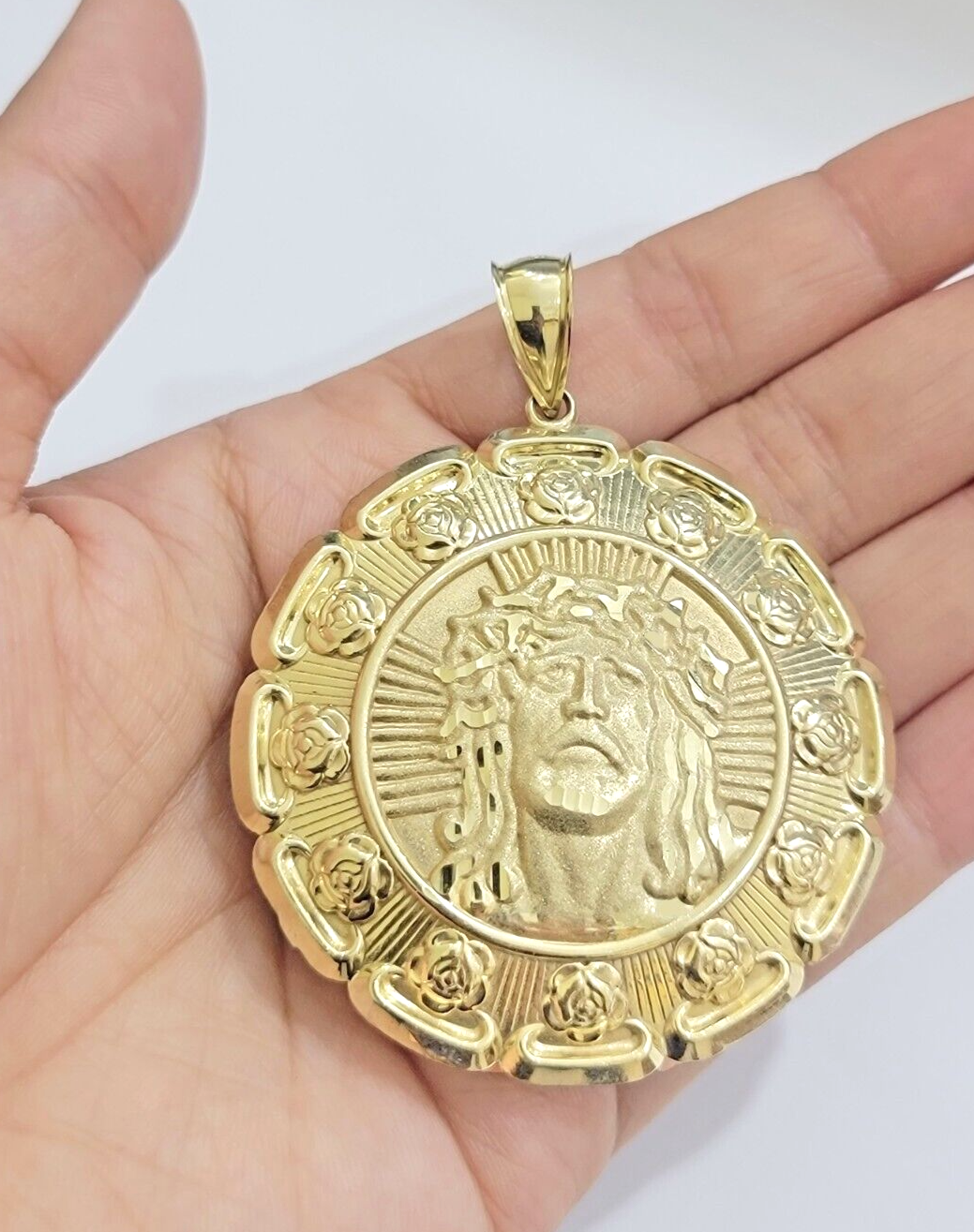 Jesus Virgin Mary Charm Pendant Real 10k Yellow Gold For 10kt Chain Necklace New