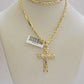 REAL 10k Gold Milano Rope Chain & Cross Charm Pendant Set Necklace 24 Inch 3mm