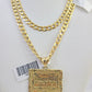 10k Gold Chain Necklace Last Supper Pendant Set Cuban Curb 5mm 20"-28" Charm