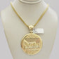 10kt Yellow Gold Last Supper Charm Pendant Franco Chain Necklace 3mm 26"Inch 10k