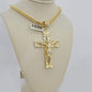 10kt Yellow Gold Franco Chain Necklace Nugget Cross Charm Pendant 5mm 20-26 Inch