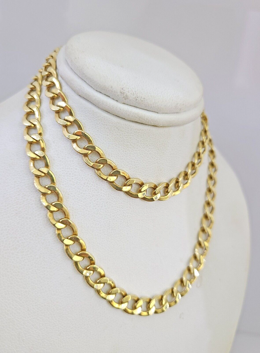 Real 14k Cuban Curb Link Chain 6mm Necklace 20" Real Yellow Gold