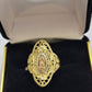 Ladies Ring 10k Yellow Gold Virgin Mary Cross 10KT REAL Gold Unique Size 5.5 END