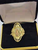 Ladies Ring 10k Yellow Gold Virgin Mary Cross 10KT REAL Gold Unique Size 5.5 END