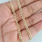 Solid 14kt Cuban Curb Two-Tone Bracelet 3mm 8'' Inch Real 14k Yellow Gold