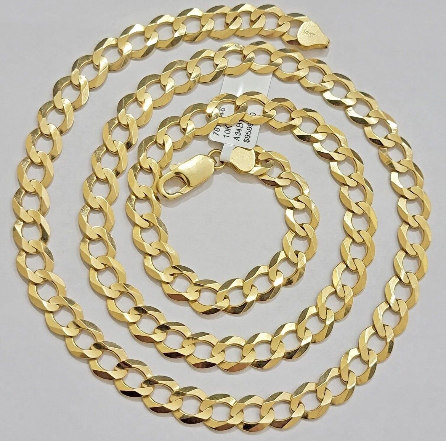 Solid 10k Gold Chain 9mm Mens Necklace Cuban Curb Link 26 inch REAL 10KT STRONG