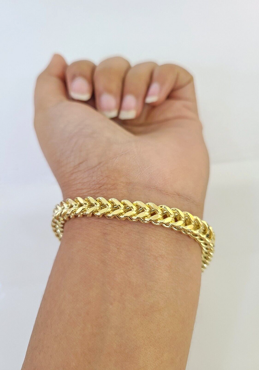 Real 10k Yellow Gold Franco Bracelet 8" Inches 6mm 10kt Men Women BRAND NEW SALE