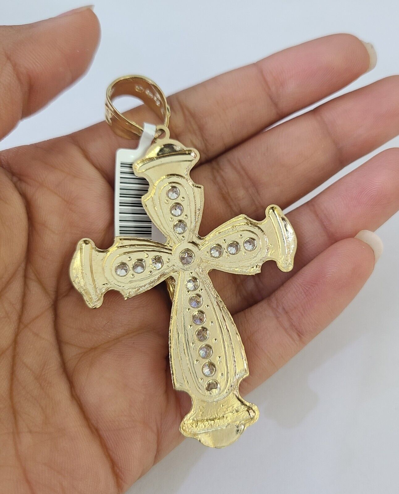 10k Yellow Gold Rope Chain Jesus Cross Charm Pendant 18-30'' Inch 8mm  Necklace