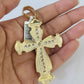 10k Yellow Gold Rope Chain Jesus Cross Charm Pendant 18-30'' Inch 8mm  Necklace