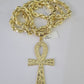 10k Yellow Gold Rope Chain Jesus Cross Charm Pendant 18-30'' Inch 8mm  Necklace