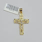 REAL 10k Gold Milano Rope Chain & Cross Charm Pendant Set Necklace 24 Inch 3mm