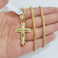 14k Gold Rope Chain Necklace Cross Charm Pendant Set 16-28" inch 3mm , Real 14KT