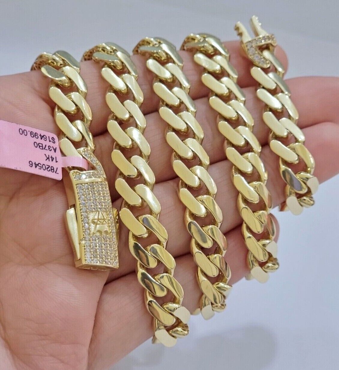 Real 14k Yellow Gold Monaco Chain Necklace  20
