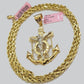 14k Solid Gold Rope Chain Necklace Jesus Anchor Charm Pendant 22'' Inch 4mm 14KT